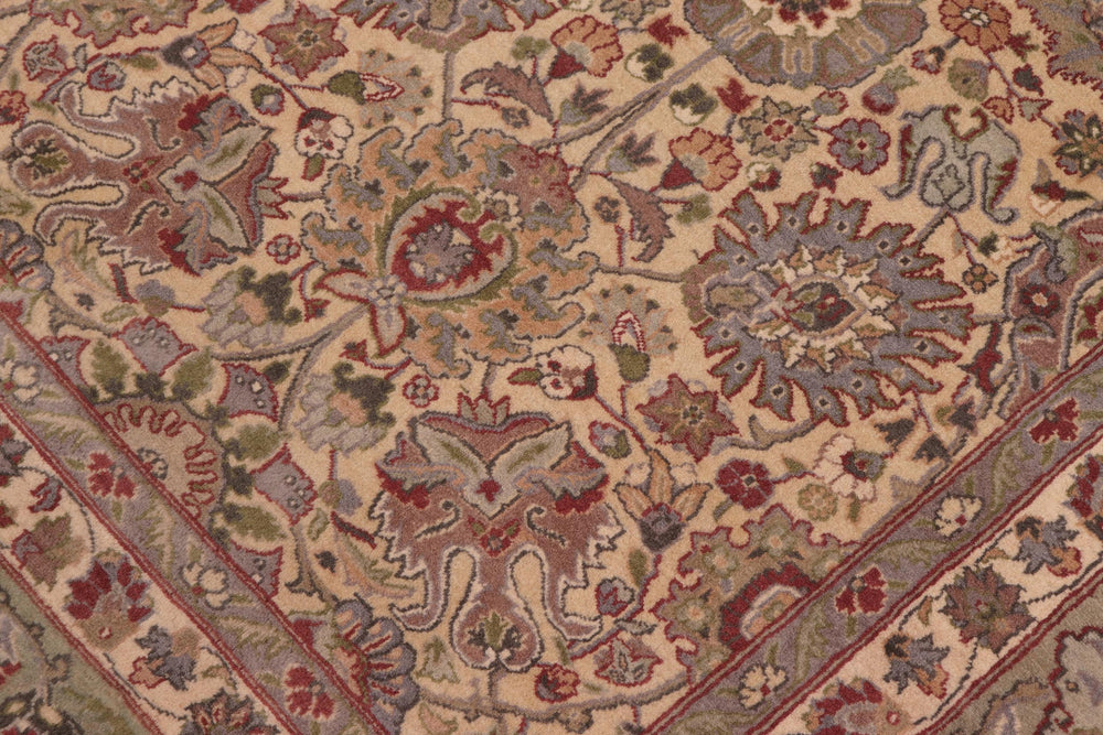 handmade Transitional Tabriz Gold Green Hand Knotted RECTANGLE 100% WOOL area rug 9x12