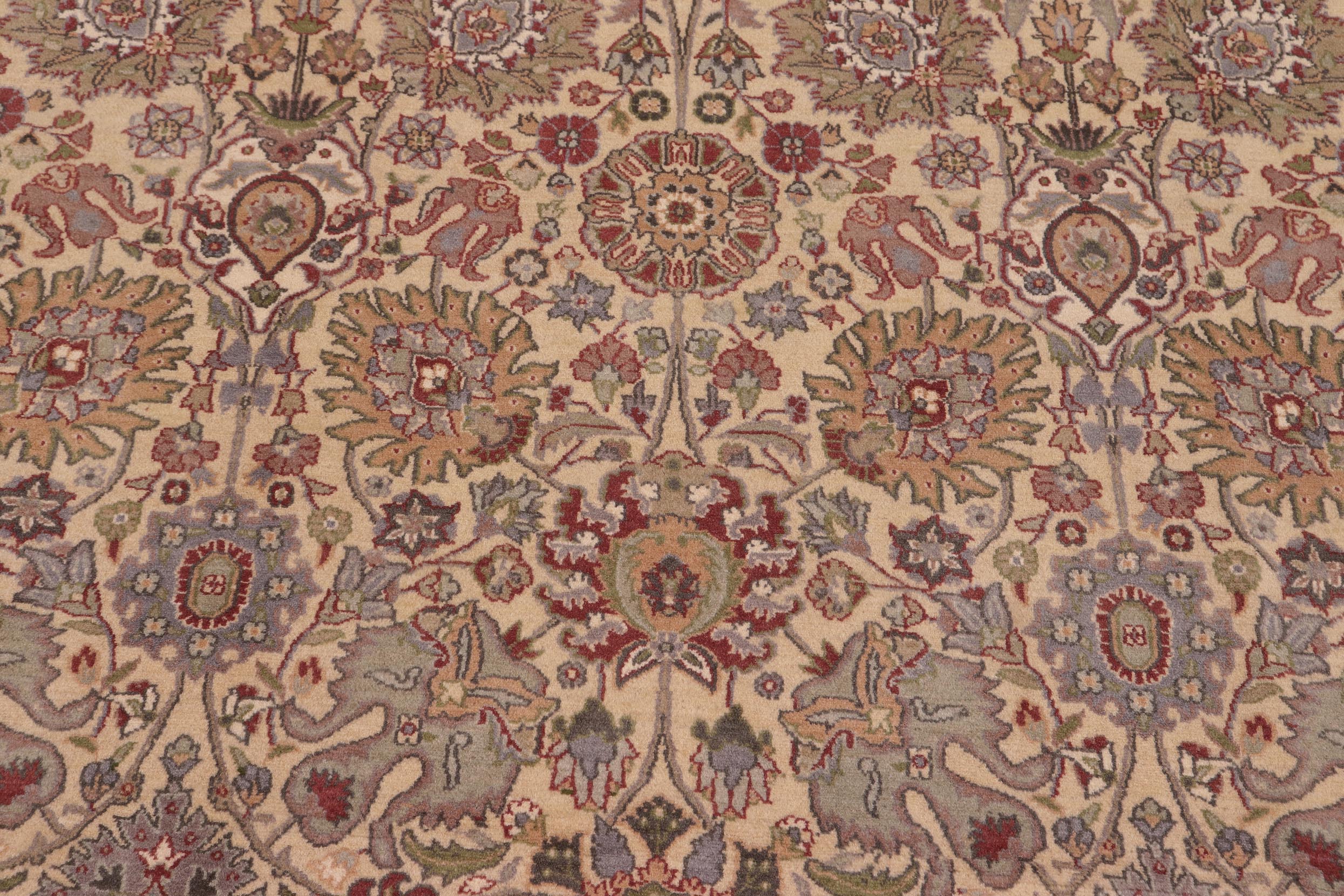 handmade Transitional Tabriz Gold Green Hand Knotted RECTANGLE 100% WOOL area rug 9x12