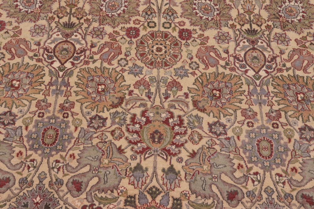 handmade Transitional Tabriz Gold Green Hand Knotted RECTANGLE 100% WOOL area rug 9x12