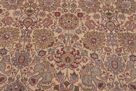 handmade Transitional Tabriz Gold Green Hand Knotted RECTANGLE 100% WOOL area rug 9x12