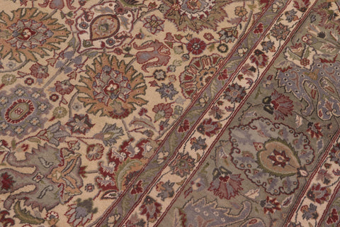 handmade Transitional Tabriz Gold Green Hand Knotted RECTANGLE 100% WOOL area rug 9x12