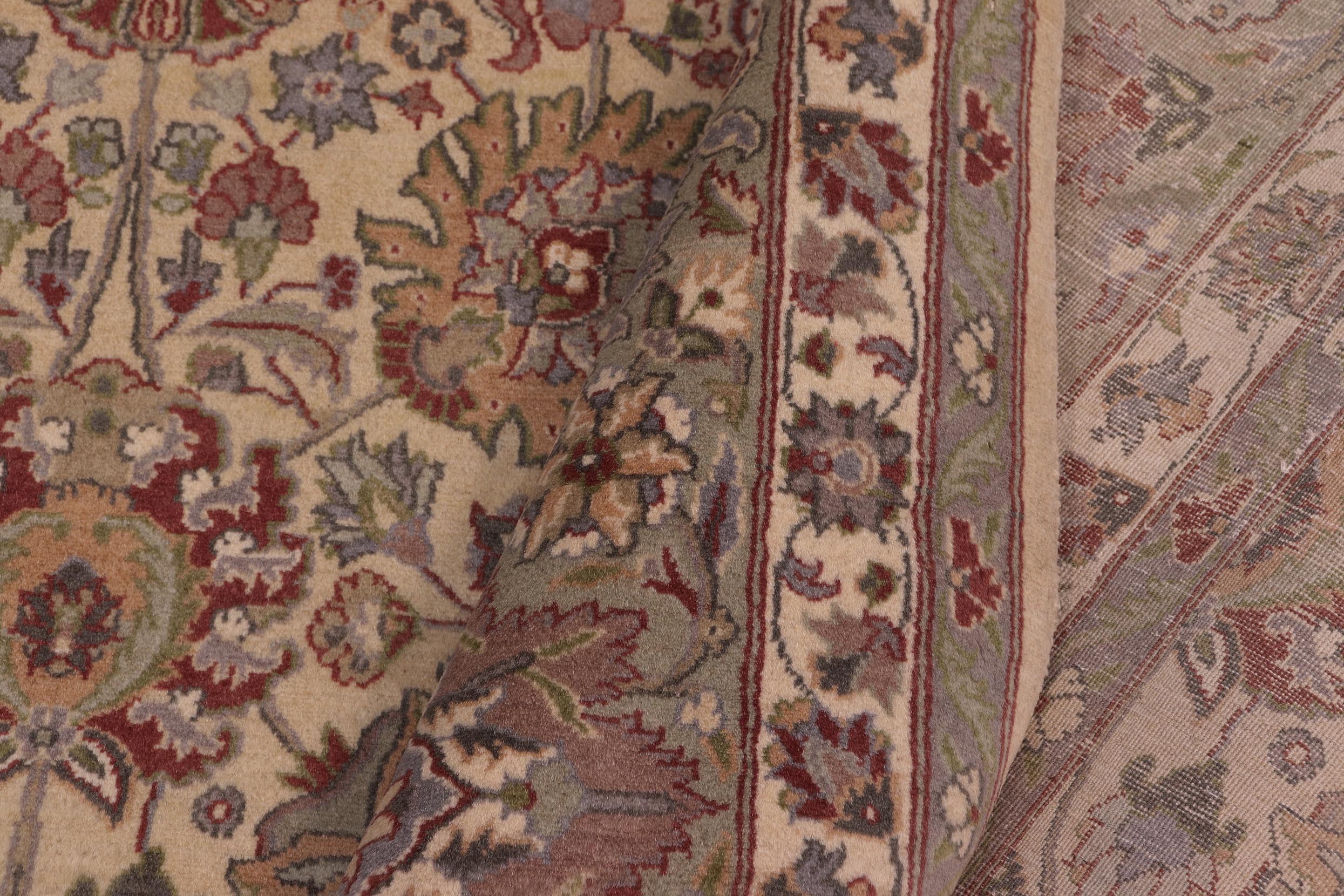 handmade Transitional Tabriz Gold Green Hand Knotted RECTANGLE 100% WOOL area rug 9x12