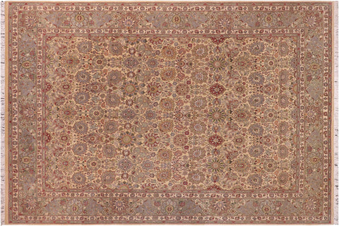 handmade Transitional Tabriz Gold Green Hand Knotted RECTANGLE 100% WOOL area rug 9x12