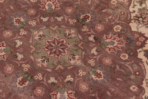 handmade Traditional Kashan Ivory Brown Hand Knotted RECTANGLE 100% WOOL area rug 9x12