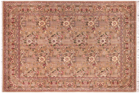 handmade Transitional Pupo Taupe Green Hand Knotted RECTANGLE 100% WOOL area rug 9x12