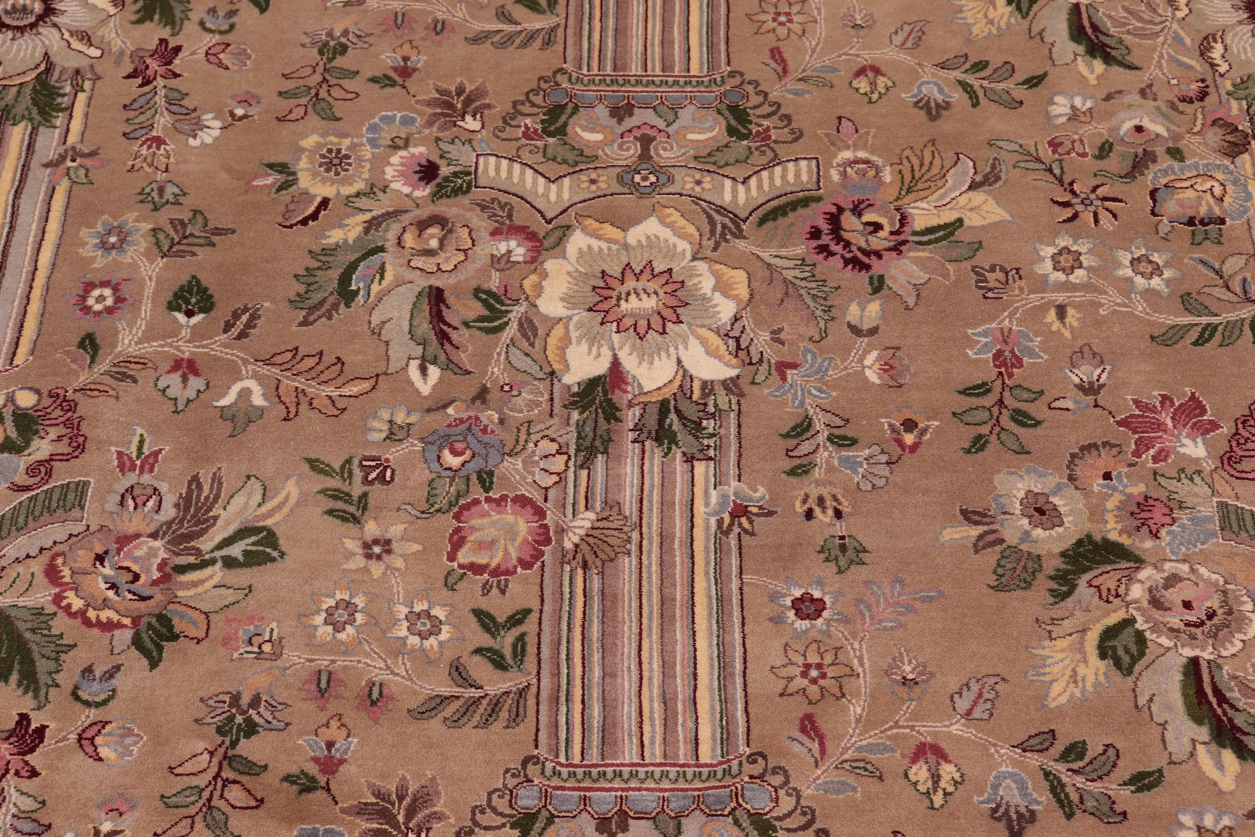 handmade Transitional Pupo Taupe Green Hand Knotted RECTANGLE 100% WOOL area rug 9x12