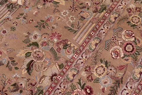 handmade Transitional Pupo Taupe Green Hand Knotted RECTANGLE 100% WOOL area rug 9x12
