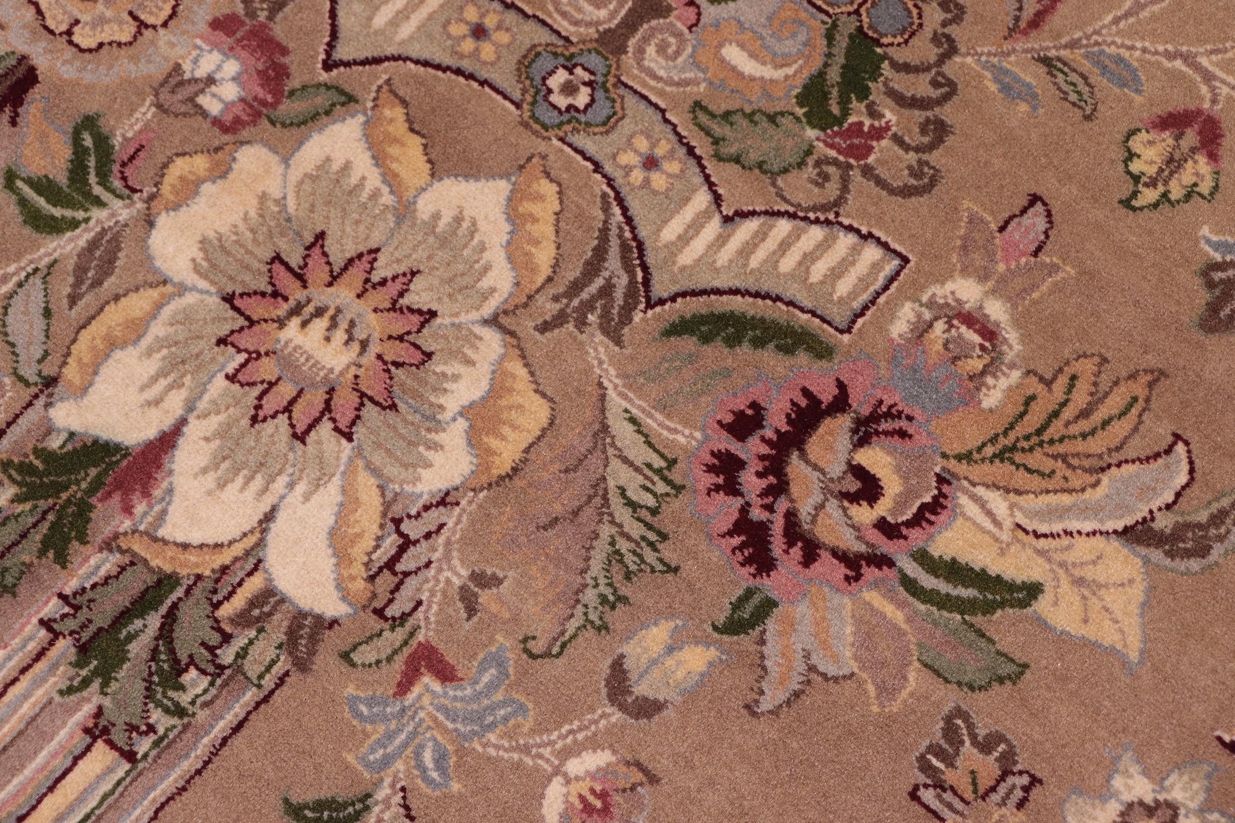 handmade Transitional Pupo Taupe Green Hand Knotted RECTANGLE 100% WOOL area rug 9x12