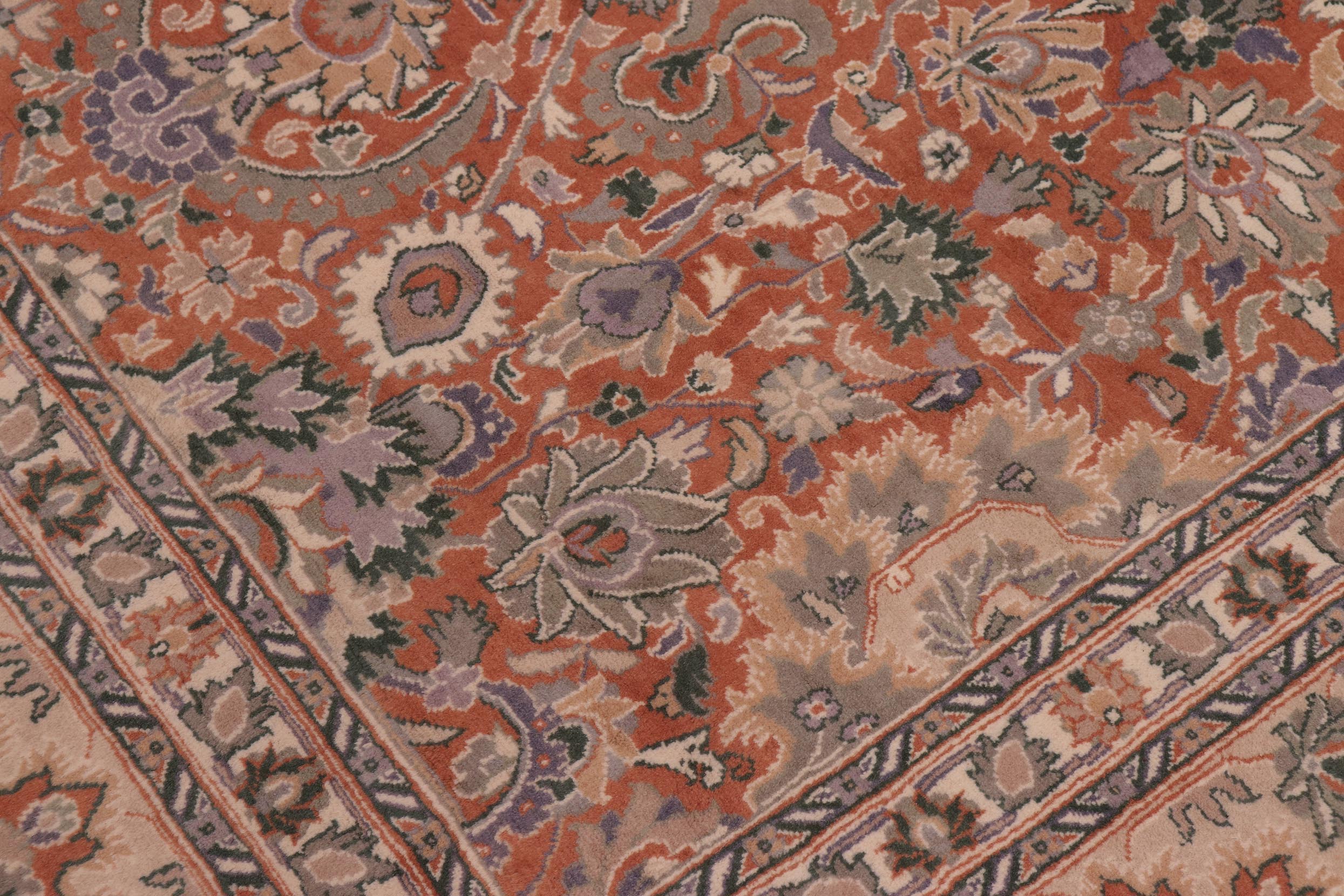 handmade Traditional Lahore Rust Beige Hand Knotted RECTANGLE 100% WOOL area rug 9x12