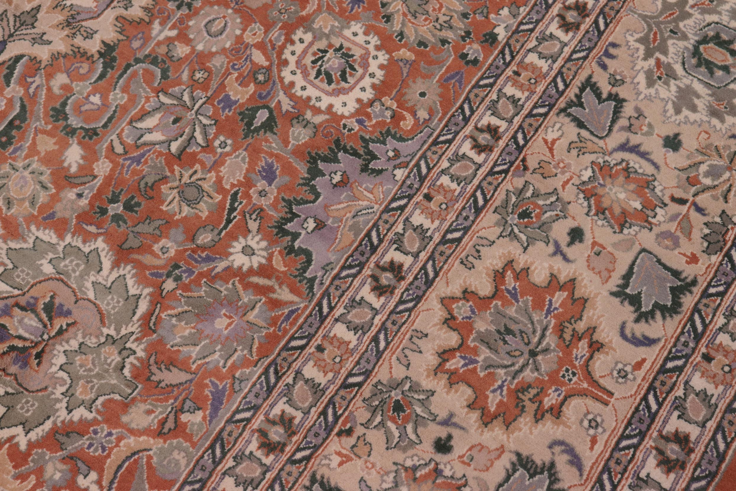 handmade Traditional Lahore Rust Beige Hand Knotted RECTANGLE 100% WOOL area rug 9x12