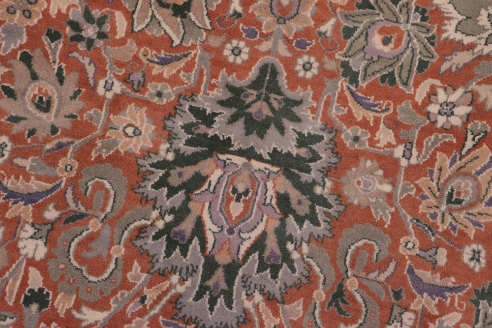 handmade Traditional Lahore Rust Beige Hand Knotted RECTANGLE 100% WOOL area rug 9x12