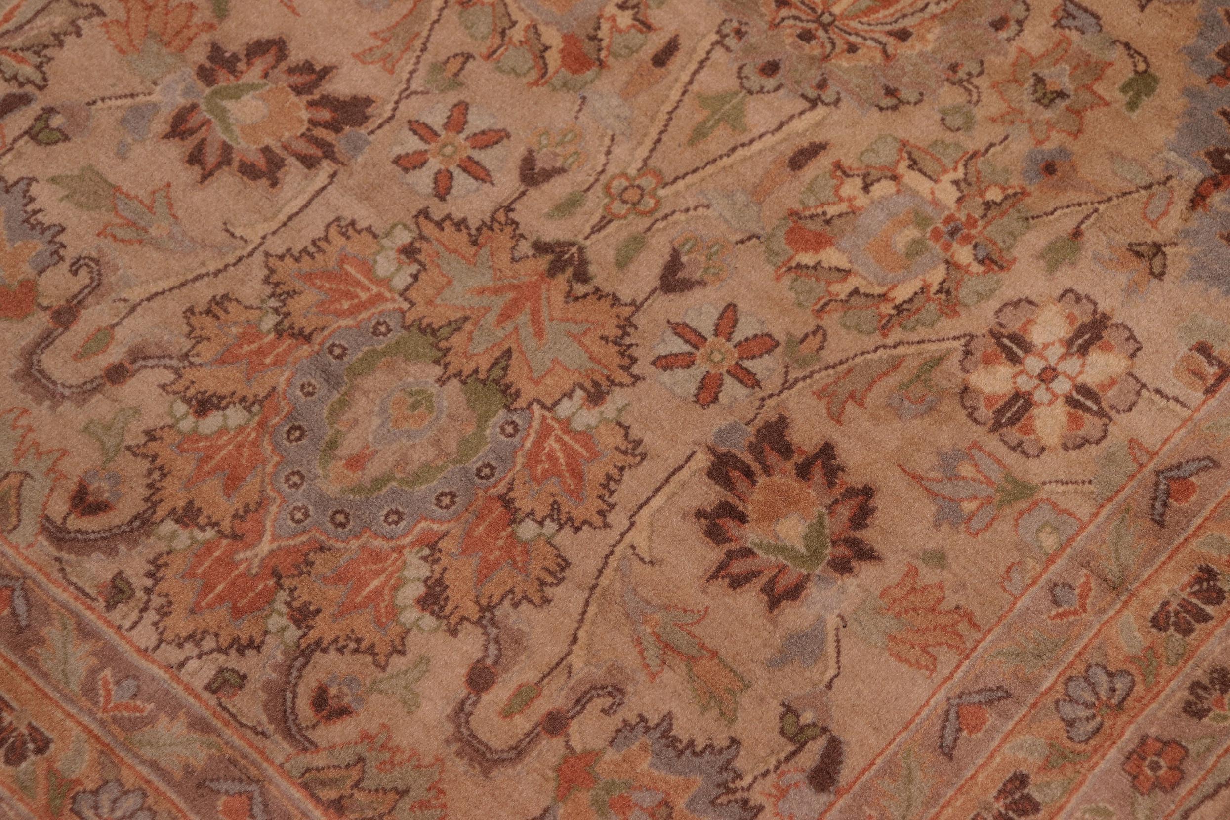 handmade Transitional Mehal Tan Lt. Green Hand Knotted RECTANGLE 100% WOOL area rug 9x12