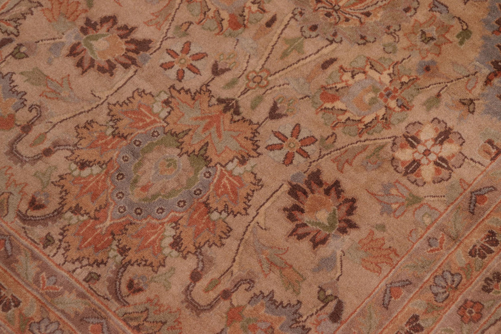 handmade Transitional Mehal Tan Lt. Green Hand Knotted RECTANGLE 100% WOOL area rug 9x12