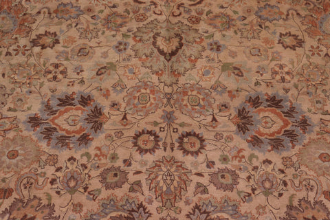 handmade Transitional Mehal Tan Lt. Green Hand Knotted RECTANGLE 100% WOOL area rug 9x12