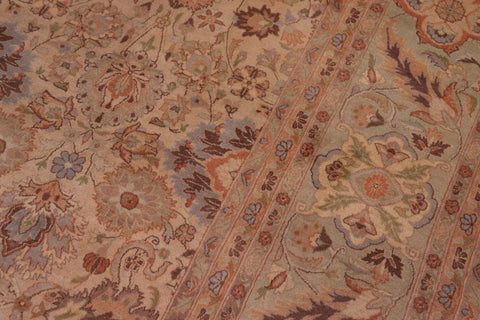 handmade Transitional Mehal Tan Lt. Green Hand Knotted RECTANGLE 100% WOOL area rug 9x12