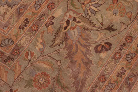 handmade Transitional Mehal Tan Lt. Green Hand Knotted RECTANGLE 100% WOOL area rug 9x12