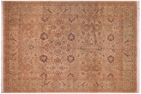 handmade Transitional Mehal Tan Lt. Green Hand Knotted RECTANGLE 100% WOOL area rug 9x12