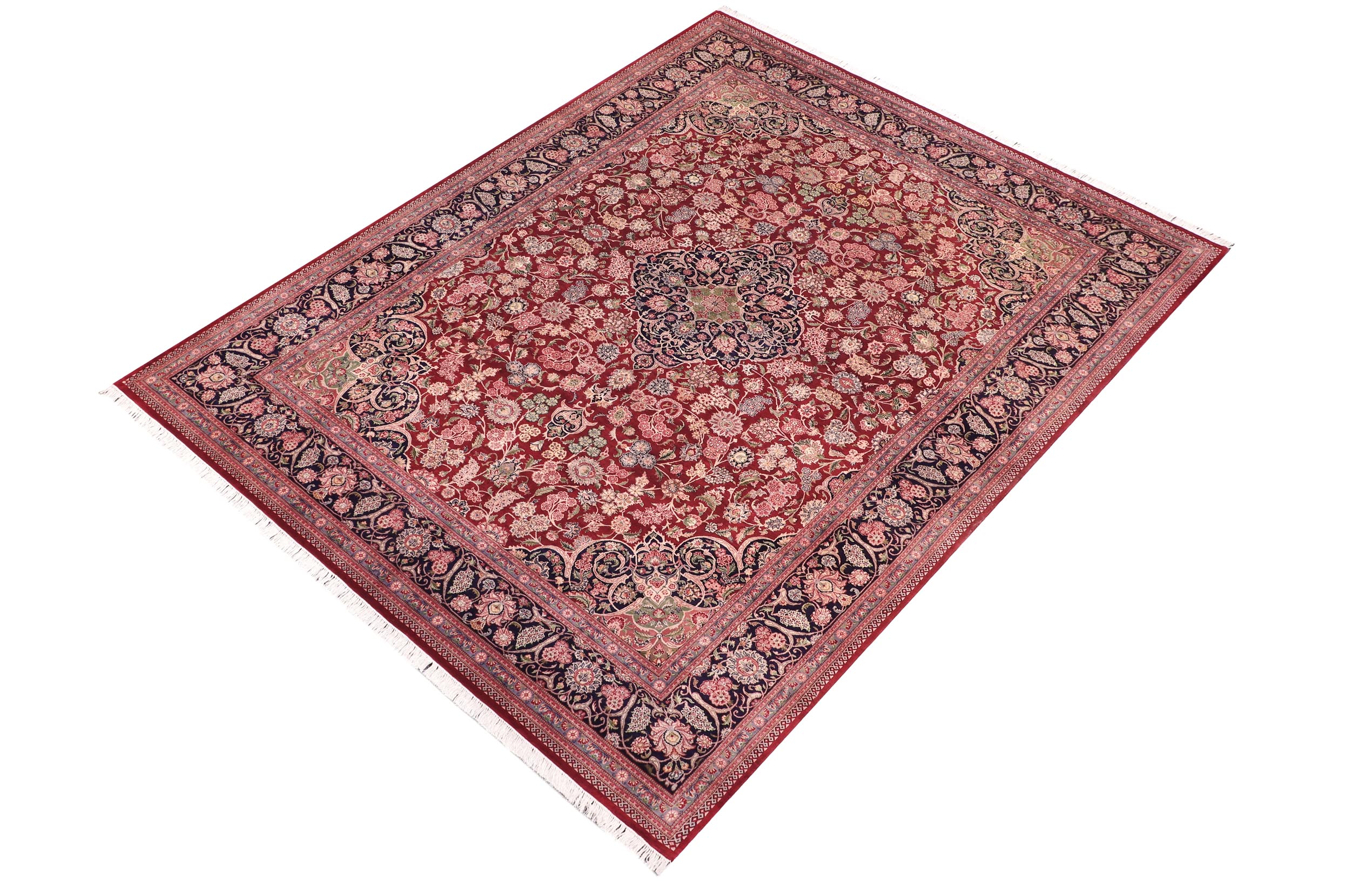 handmade Traditional Kashan Red Blue Hand Knotted RECTANGLE 100% WOOL area rug 9x12