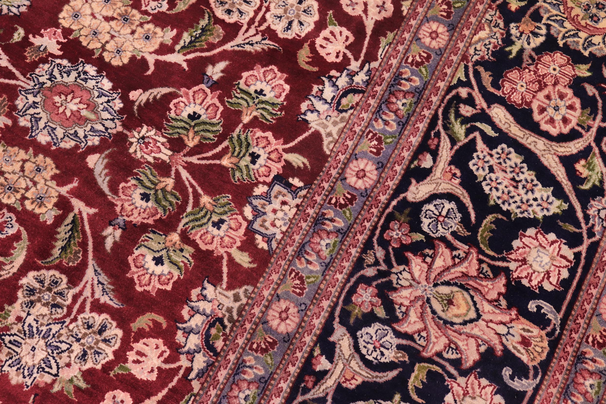 handmade Traditional Kashan Red Blue Hand Knotted RECTANGLE 100% WOOL area rug 9x12