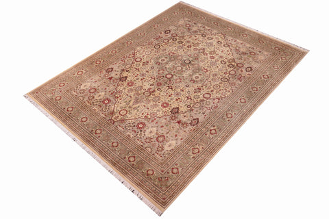 handmade Traditional Tabriz Gold Green Hand Knotted RECTANGLE 100% WOOL area rug 9x12