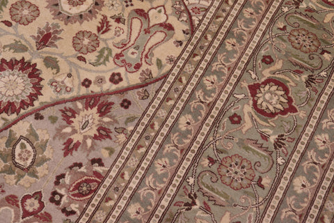 handmade Traditional Tabriz Gold Green Hand Knotted RECTANGLE 100% WOOL area rug 9x12