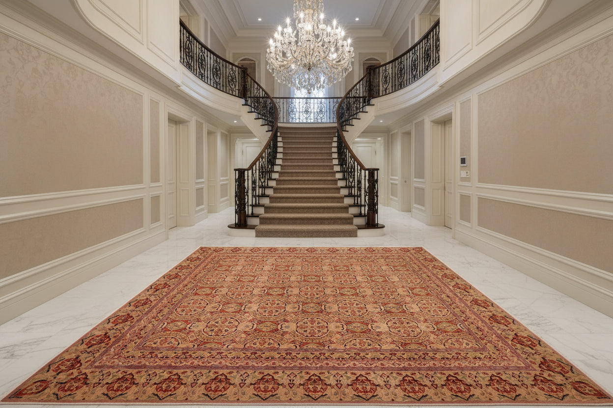 handmade Transitional Paracha Taupe Beige Hand Knotted RECTANGLE 100% WOOL area rug 9x12