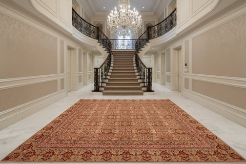 handmade Transitional Paracha Taupe Beige Hand Knotted RECTANGLE 100% WOOL area rug 9x12