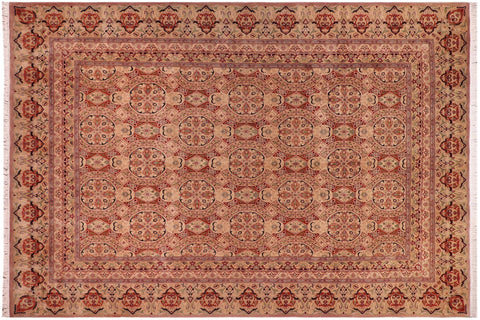 handmade Transitional Paracha Taupe Beige Hand Knotted RECTANGLE 100% WOOL area rug 9x12