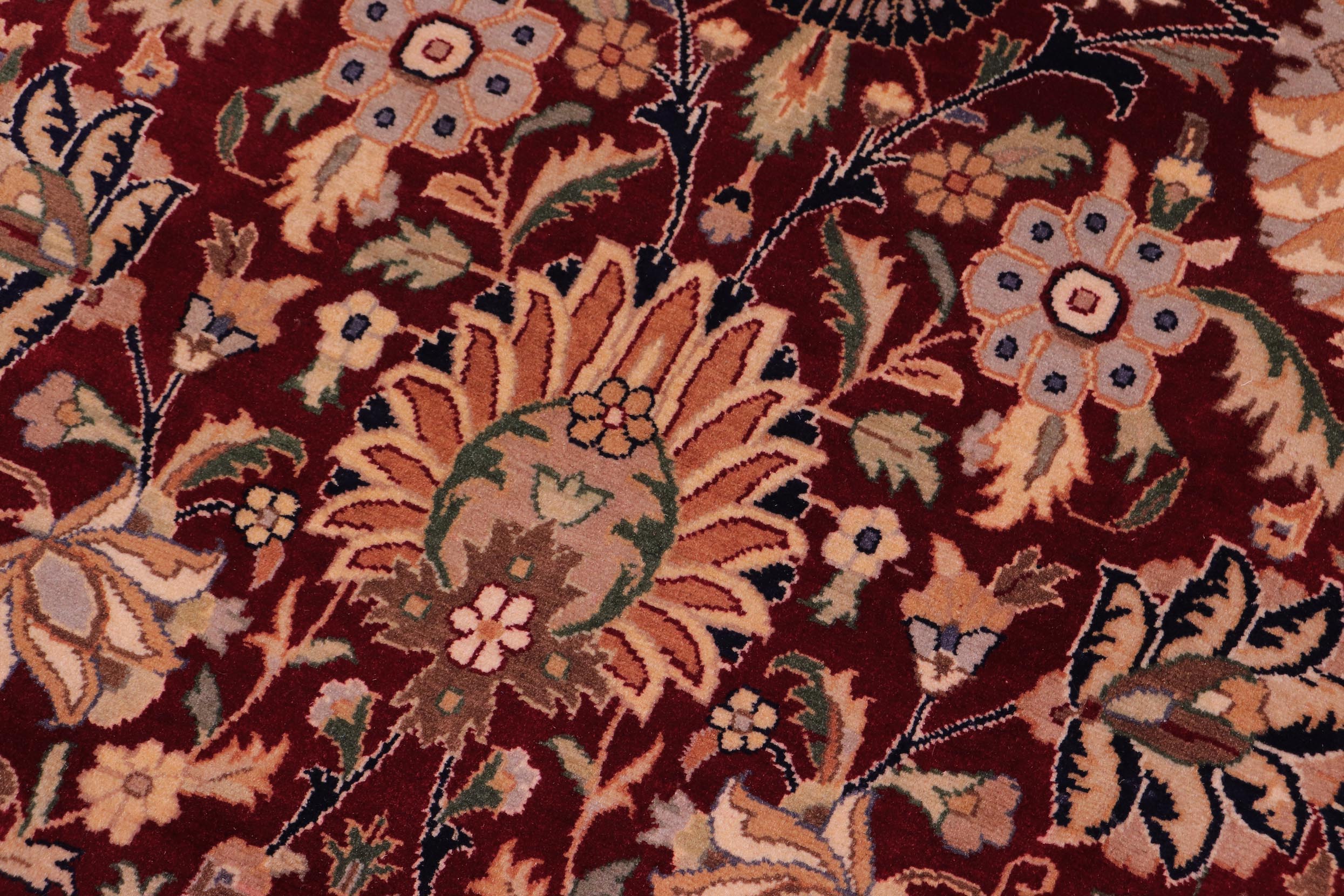 handmade Traditional Lahore Red Beige Hand Knotted RECTANGLE 100% WOOL area rug 9x13