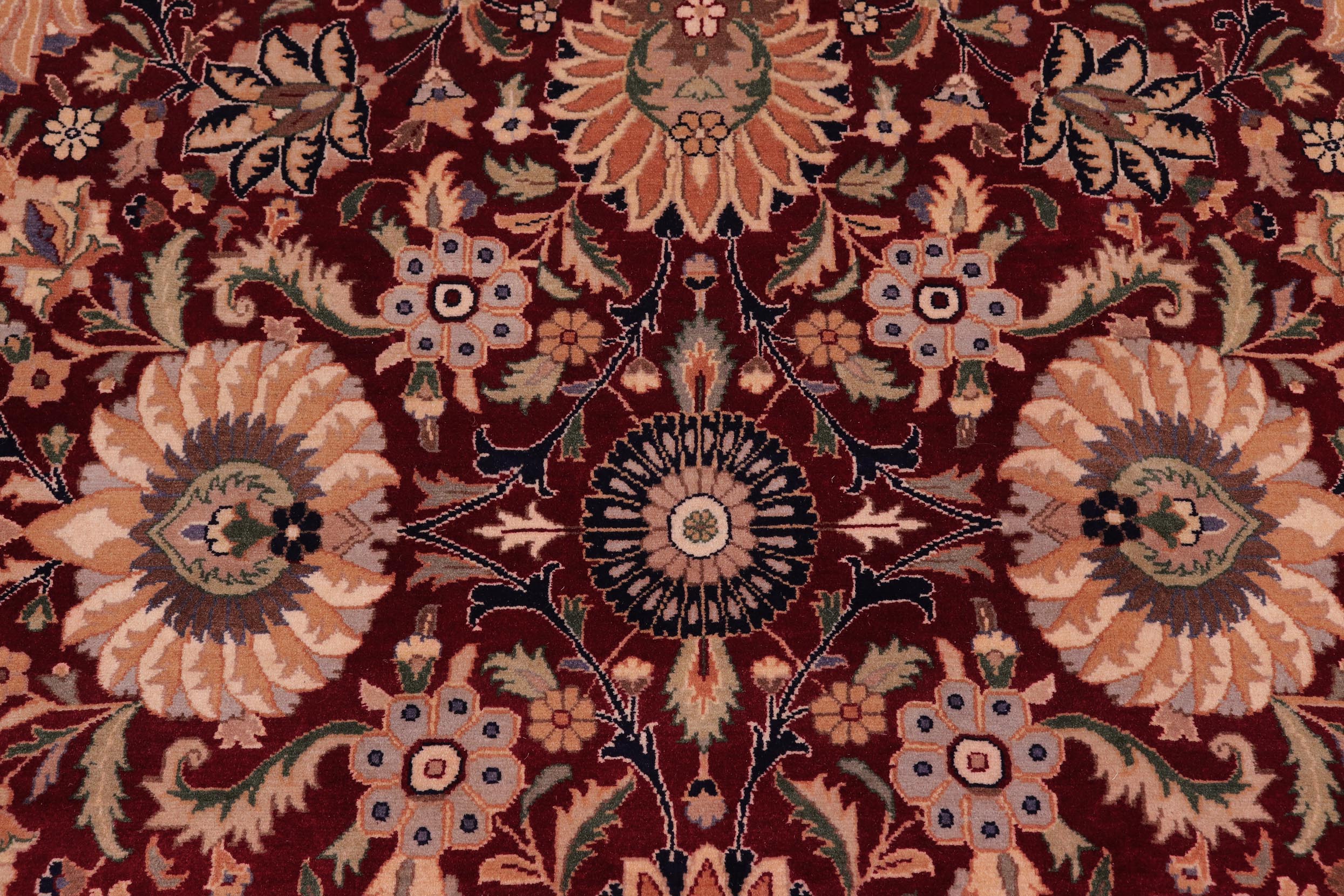 handmade Traditional Lahore Red Beige Hand Knotted RECTANGLE 100% WOOL area rug 9x13