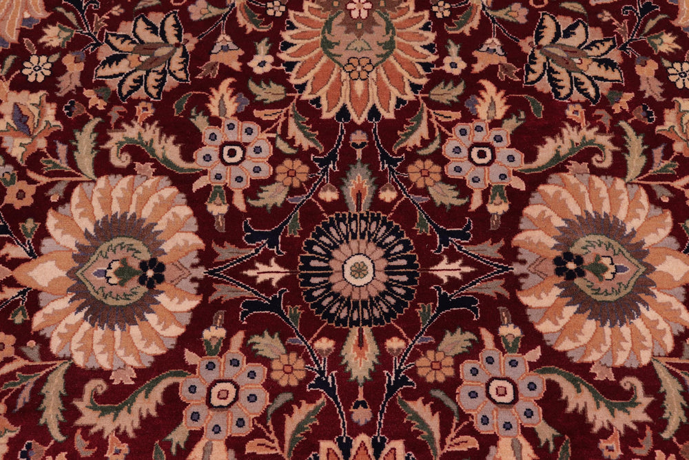 handmade Traditional Lahore Red Beige Hand Knotted RECTANGLE 100% WOOL area rug 9x13
