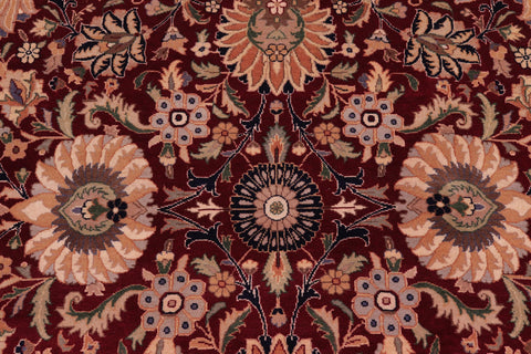handmade Traditional Lahore Red Beige Hand Knotted RECTANGLE 100% WOOL area rug 9x13