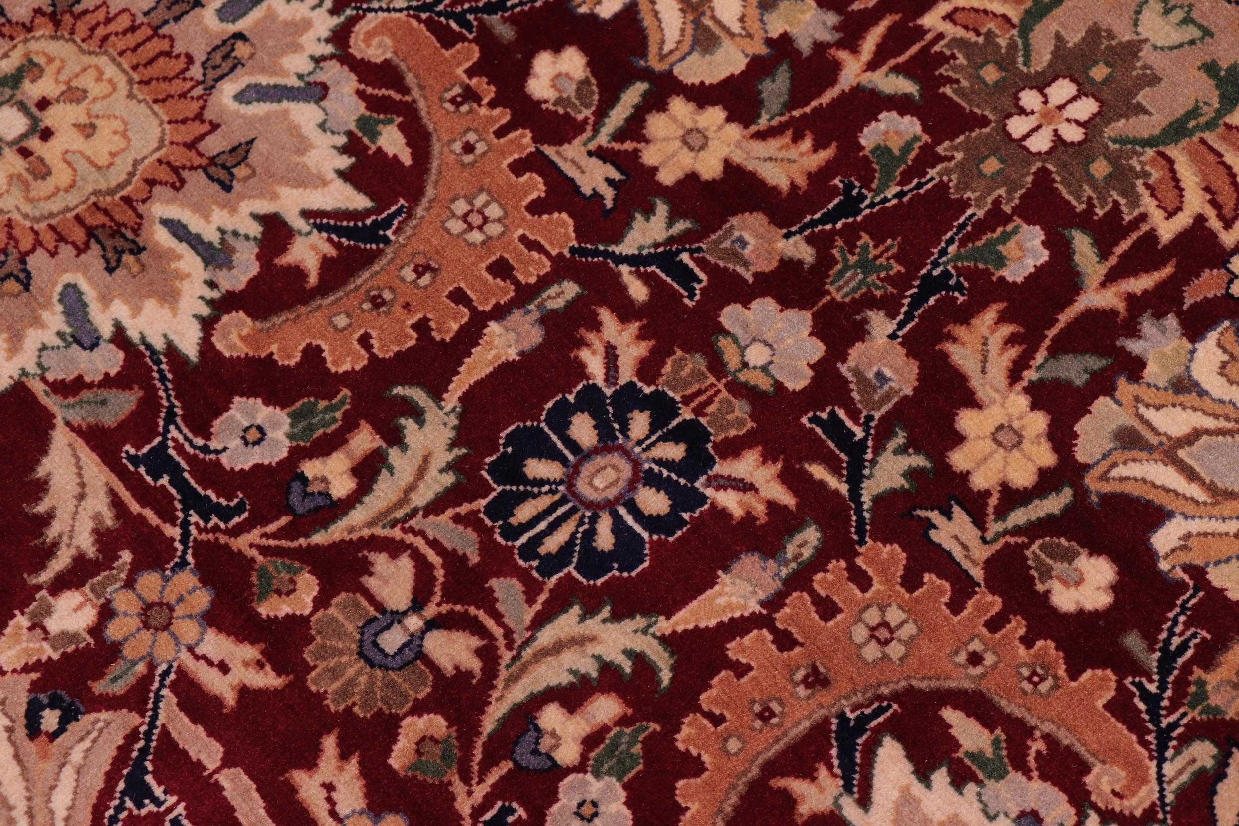handmade Traditional Lahore Red Beige Hand Knotted RECTANGLE 100% WOOL area rug 9x13