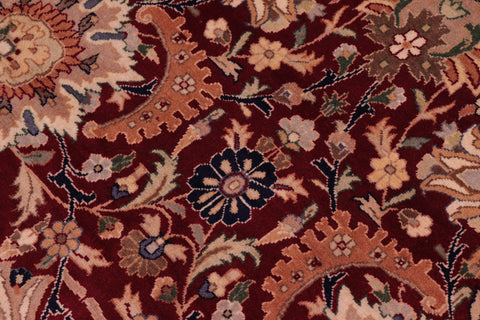 handmade Traditional Lahore Red Beige Hand Knotted RECTANGLE 100% WOOL area rug 9x13