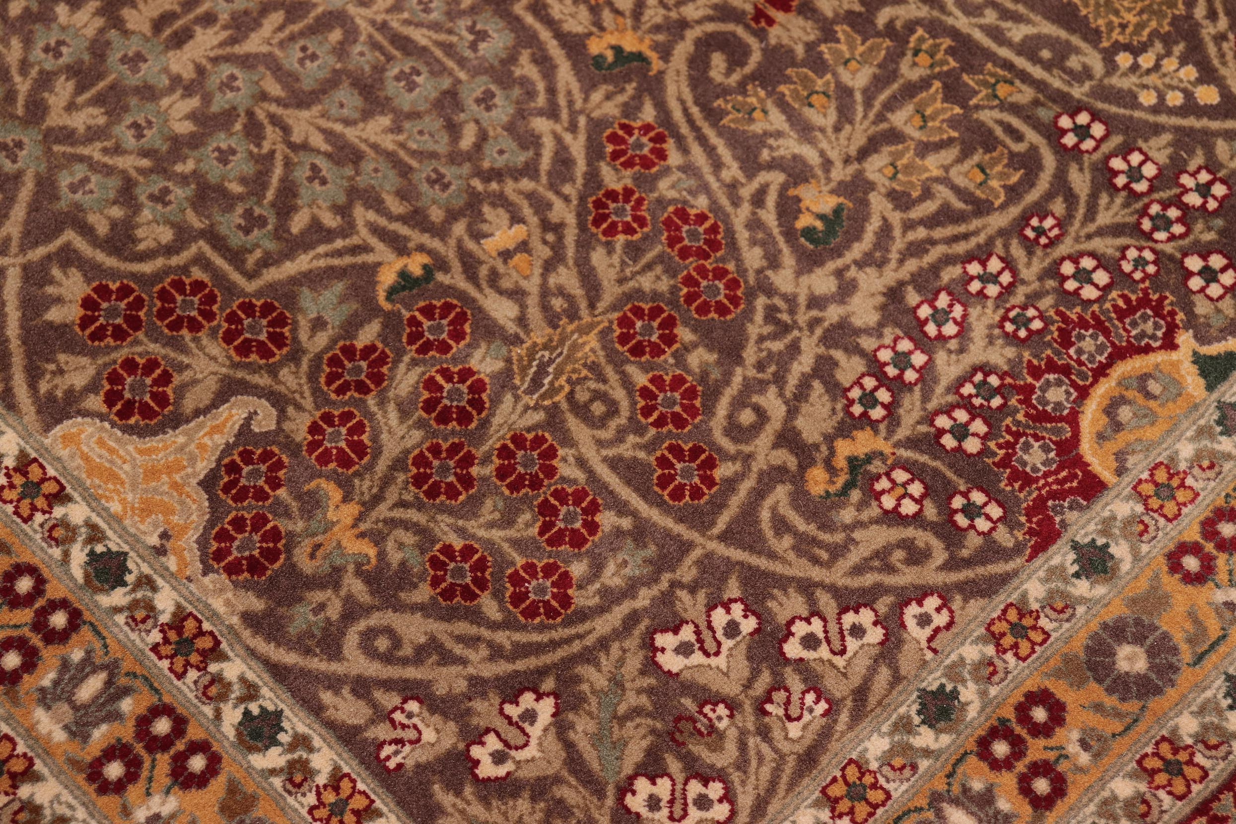 handmade Traditional New Wahid Brown Ivory Hand Knotted RECTANGLE 100% WOOL area rug 9x12