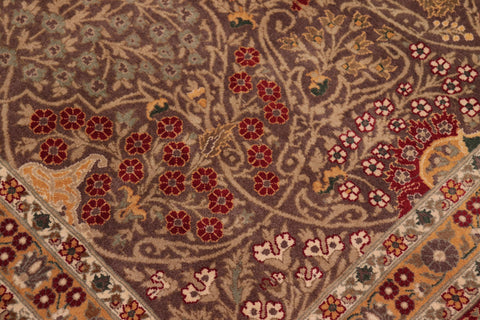 handmade Traditional New Wahid Brown Ivory Hand Knotted RECTANGLE 100% WOOL area rug 9x12
