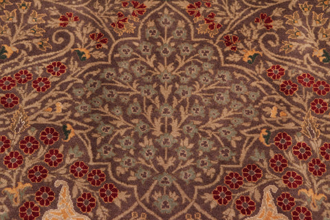 handmade Traditional New Wahid Brown Ivory Hand Knotted RECTANGLE 100% WOOL area rug 9x12