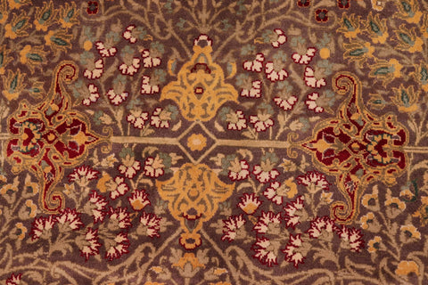 handmade Traditional New Wahid Brown Ivory Hand Knotted RECTANGLE 100% WOOL area rug 9x12