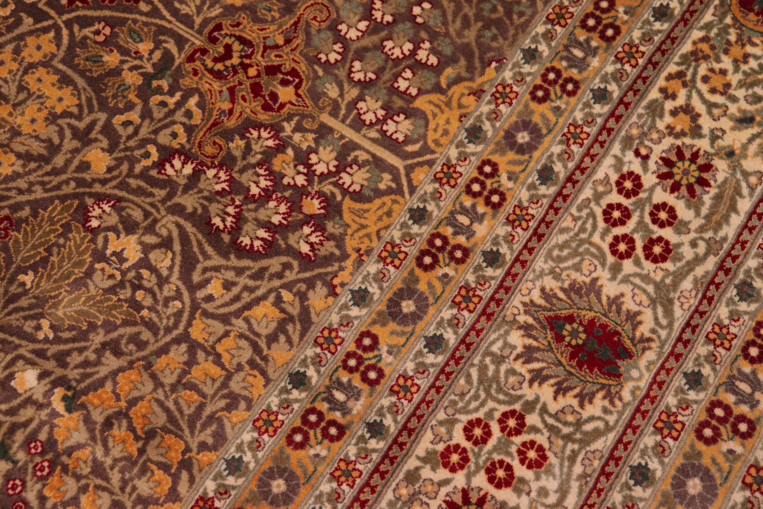 handmade Traditional New Wahid Brown Ivory Hand Knotted RECTANGLE 100% WOOL area rug 9x12