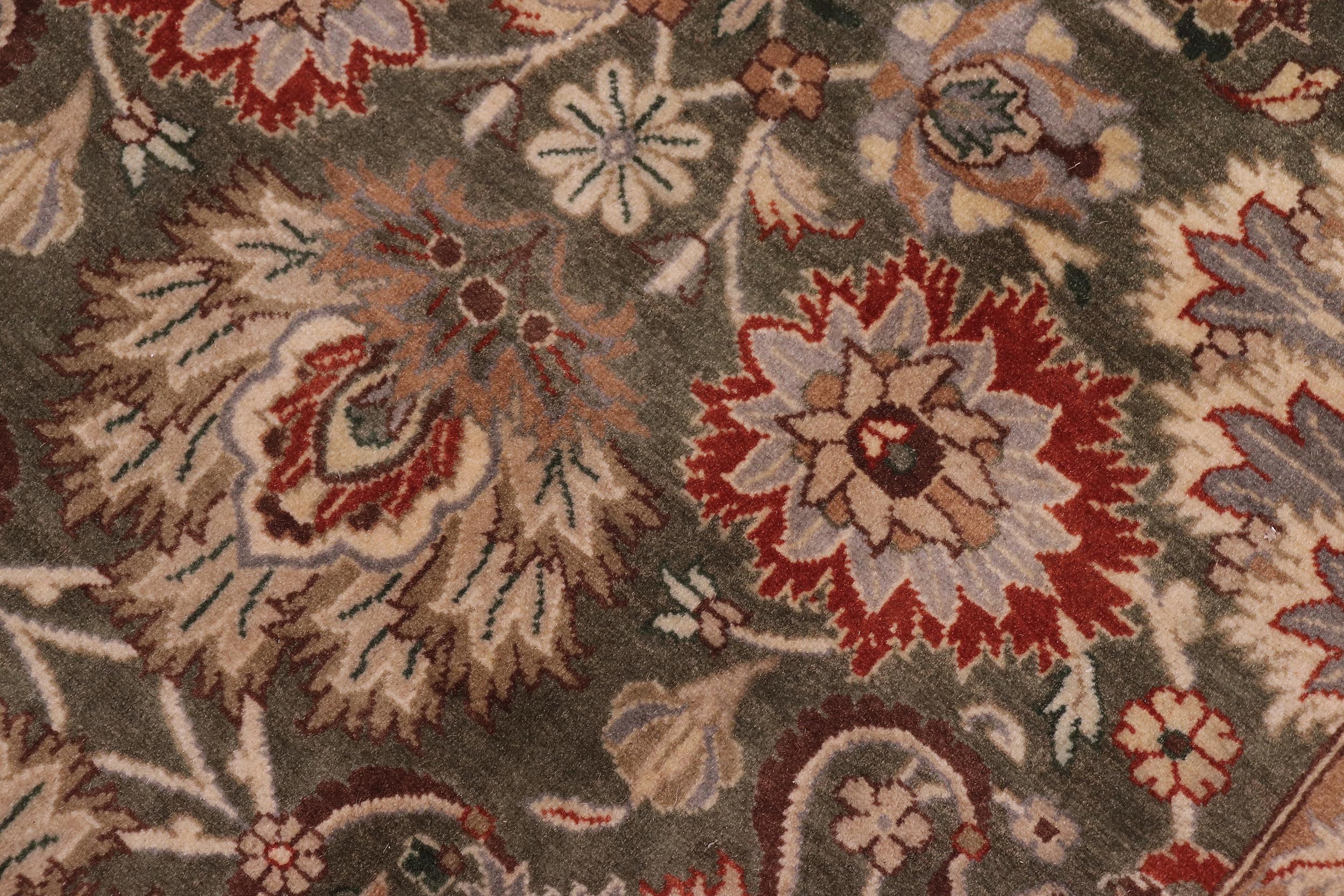 handmade Traditional Mehal Green Tan Hand Knotted RECTANGLE 100% WOOL area rug 9x12