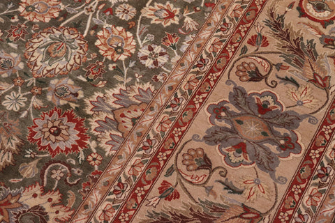 handmade Traditional Mehal Green Tan Hand Knotted RECTANGLE 100% WOOL area rug 9x12