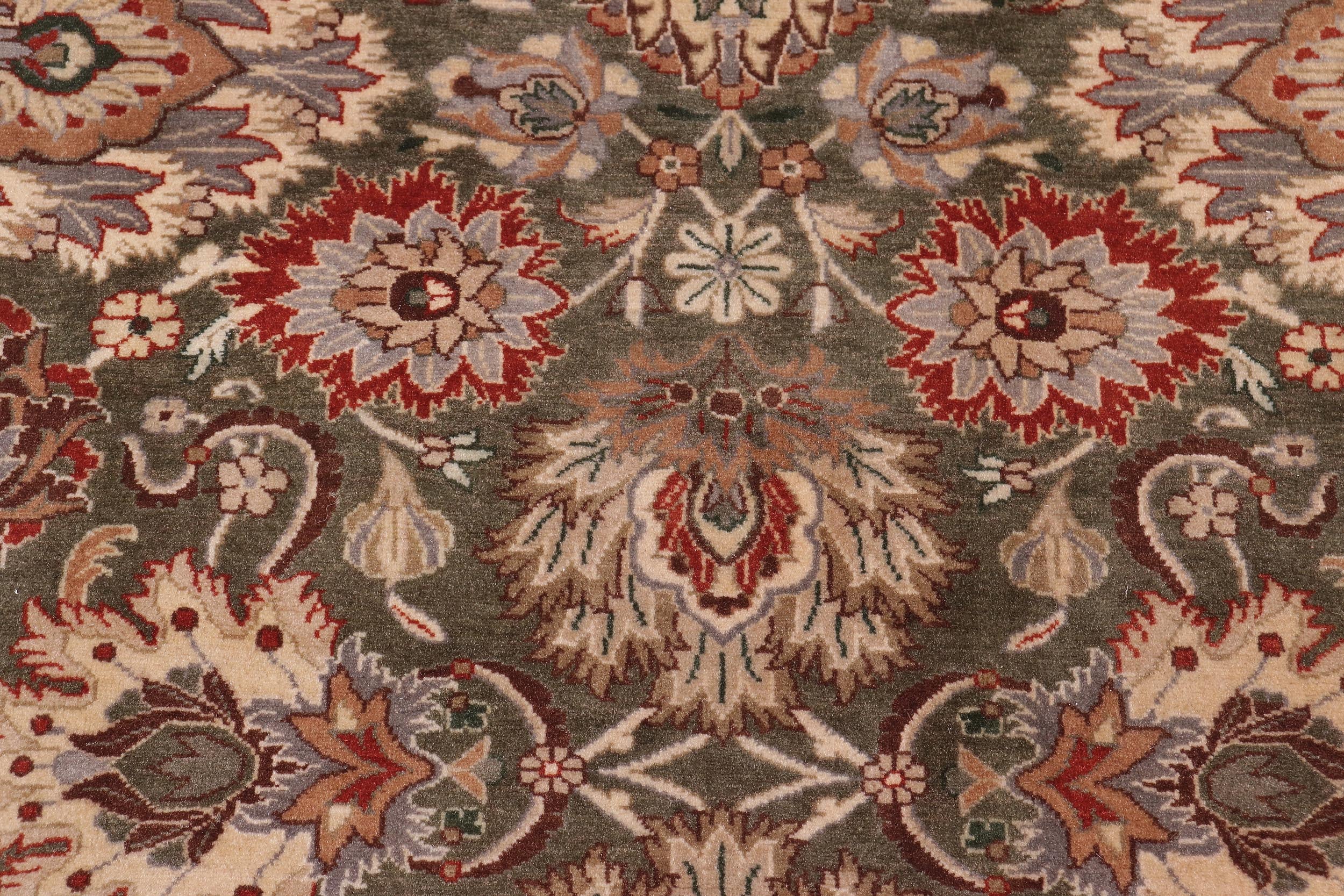 handmade Traditional Mehal Green Tan Hand Knotted RECTANGLE 100% WOOL area rug 9x12