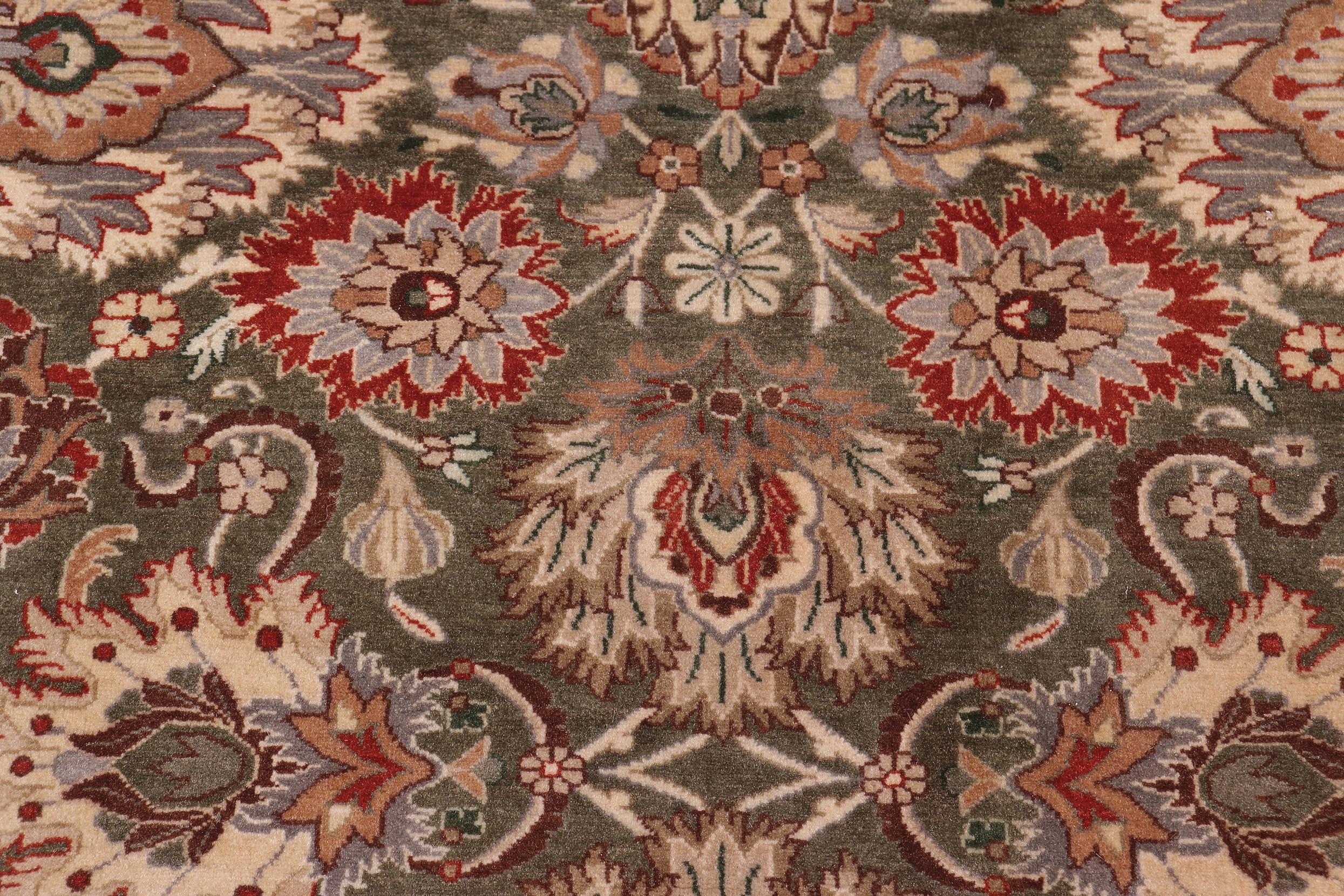 handmade Traditional Mehal Green Tan Hand Knotted RECTANGLE 100% WOOL area rug 9x12