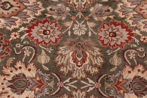 handmade Traditional Mehal Green Tan Hand Knotted RECTANGLE 100% WOOL area rug 9x12