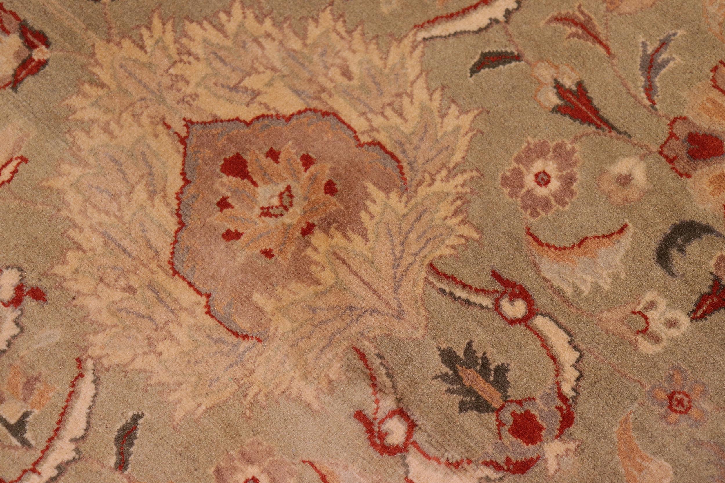 handmade Traditional Kashan Lt. Green Tan Hand Knotted RECTANGLE 100% WOOL area rug 9x12