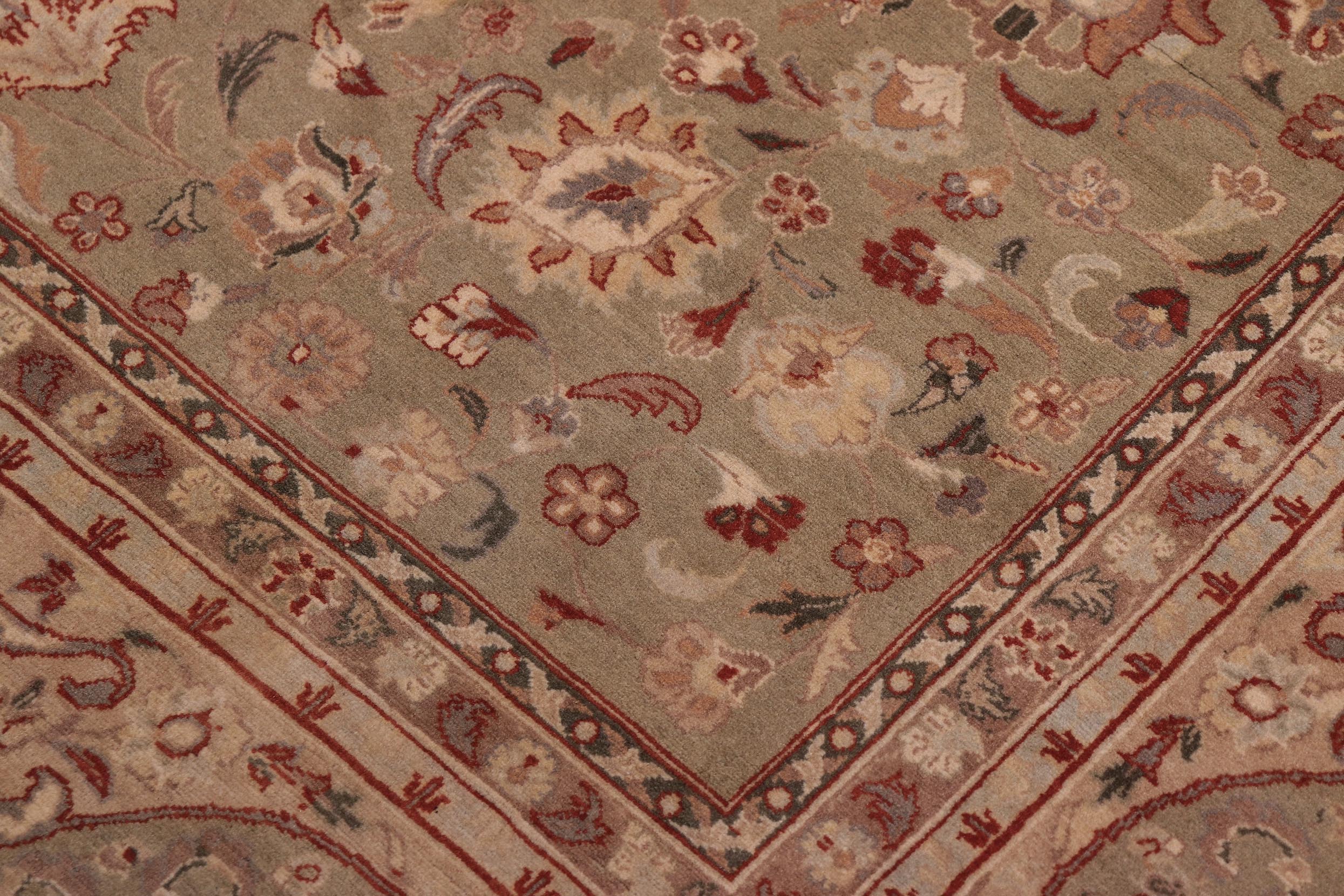 handmade Traditional Kashan Lt. Green Tan Hand Knotted RECTANGLE 100% WOOL area rug 9x12