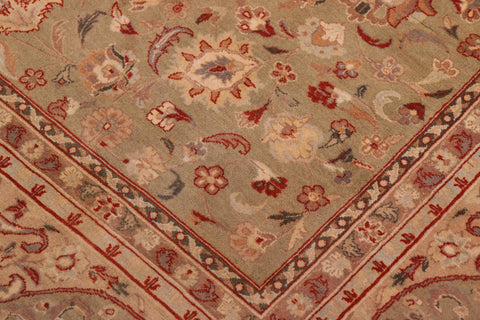 handmade Traditional Kashan Lt. Green Tan Hand Knotted RECTANGLE 100% WOOL area rug 9x12