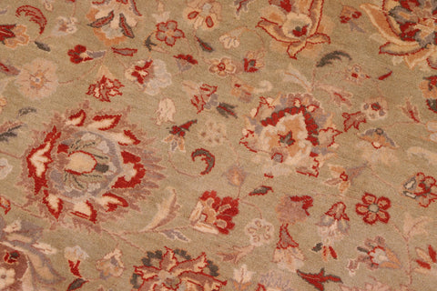 handmade Traditional Kashan Lt. Green Tan Hand Knotted RECTANGLE 100% WOOL area rug 9x12