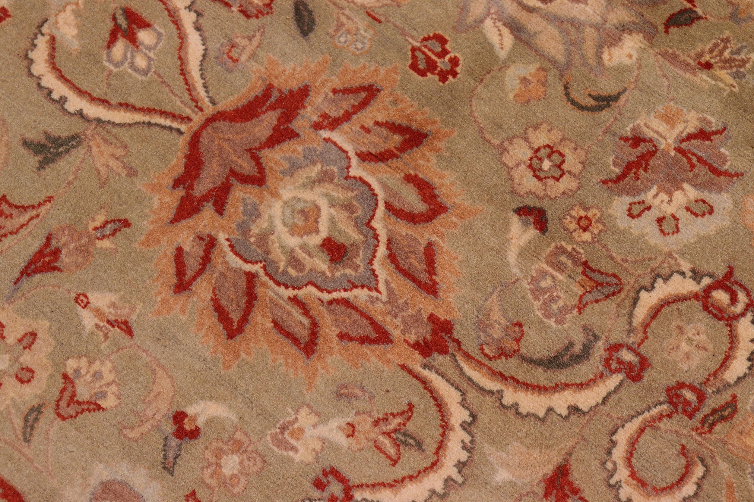 handmade Traditional Kashan Lt. Green Tan Hand Knotted RECTANGLE 100% WOOL area rug 9x12