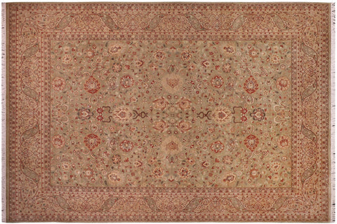 handmade Traditional Kashan Lt. Green Tan Hand Knotted RECTANGLE 100% WOOL area rug 9x12